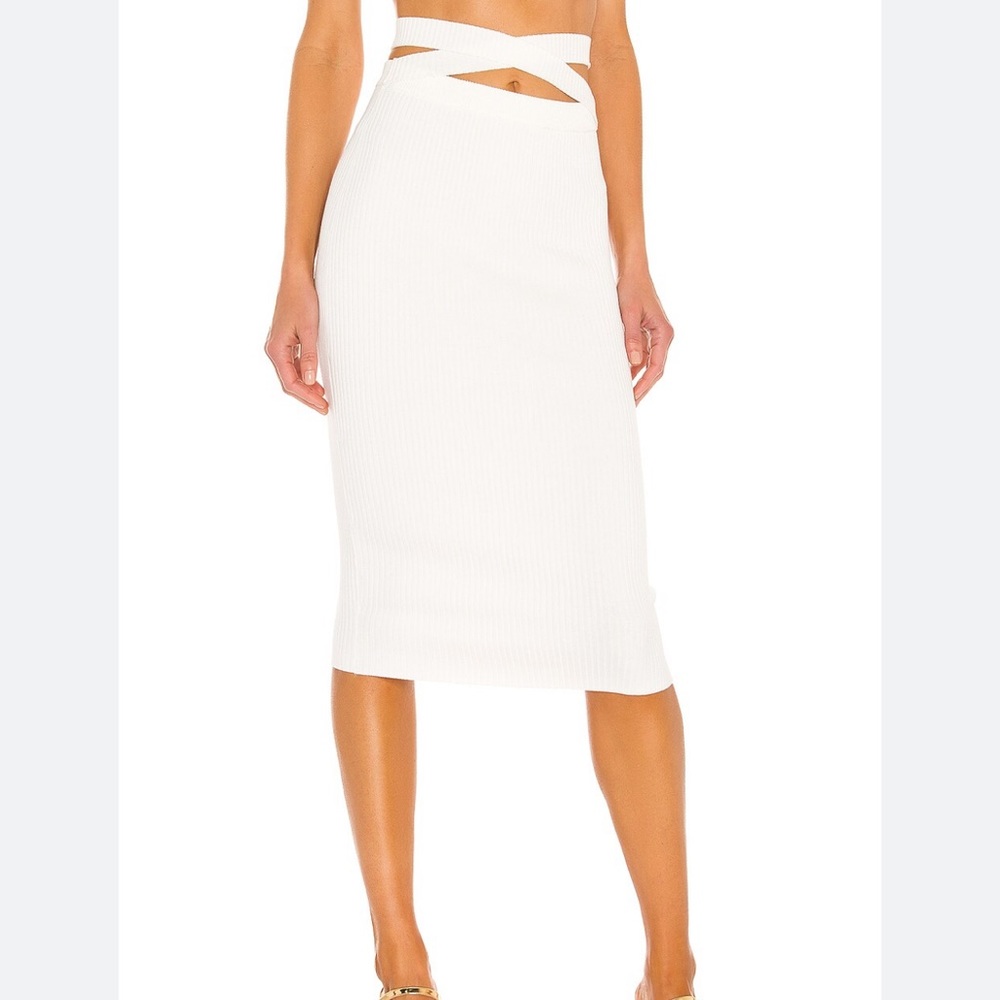 REVOLVE X Micheal costello skirt and shirt white knit set